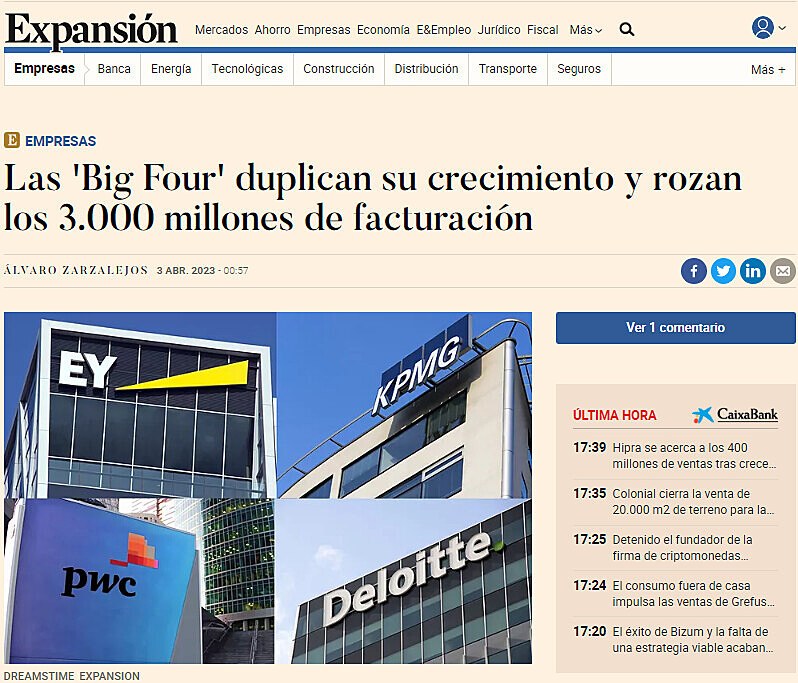 Las 'Big Four' duplican su crecimiento y rozan los 3.000 millones de facturacin